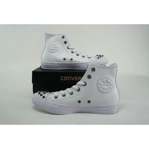 COPY - Woman's Pleather white converse with spikes